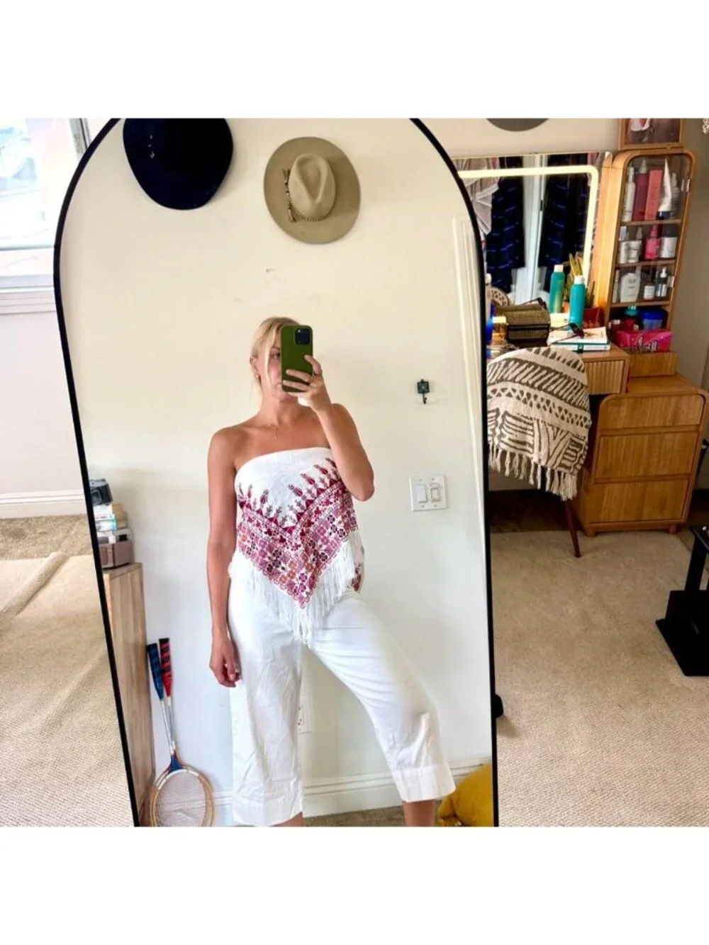 WHITE RED MULTICOLOR BOHO SCARF SHAWL WRAP COVER UP